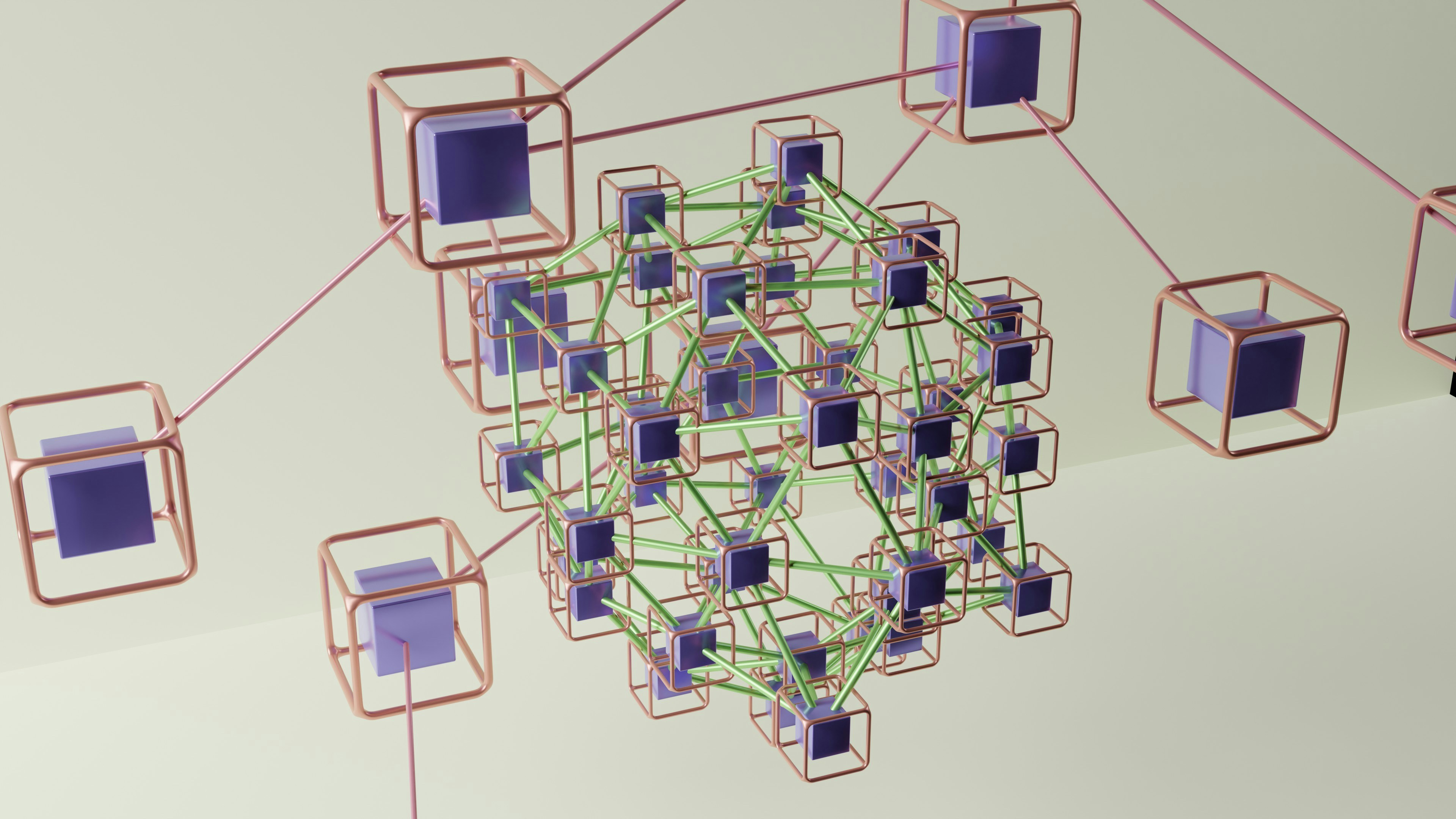Abstract network visualization showing interconnected nodes, representing the self-healing K3s cluster architecture